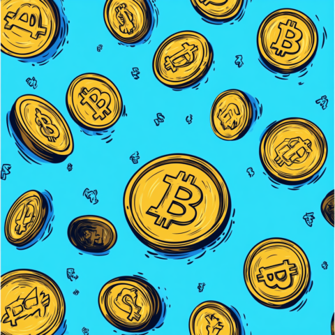 Blue background with bitcoins pattern